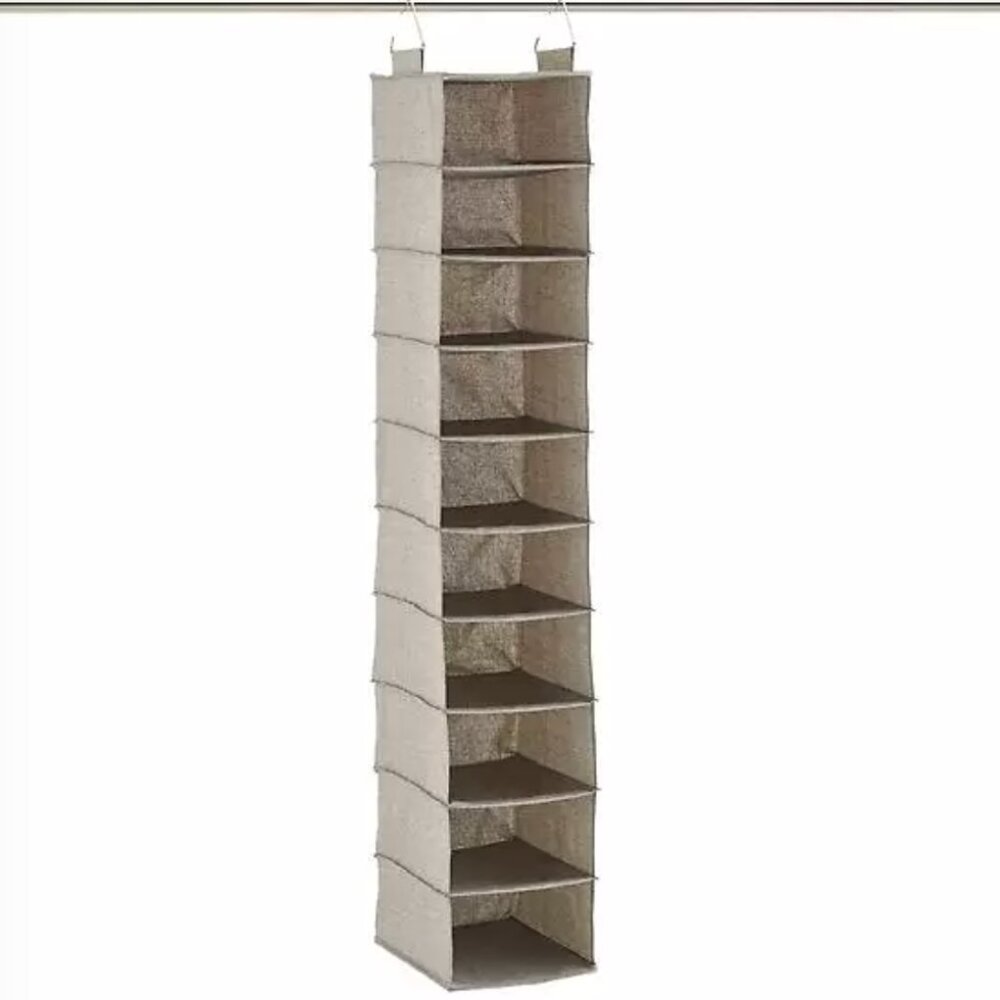 The Container Store 10-Compartment Hanging Closet Organizer Grey